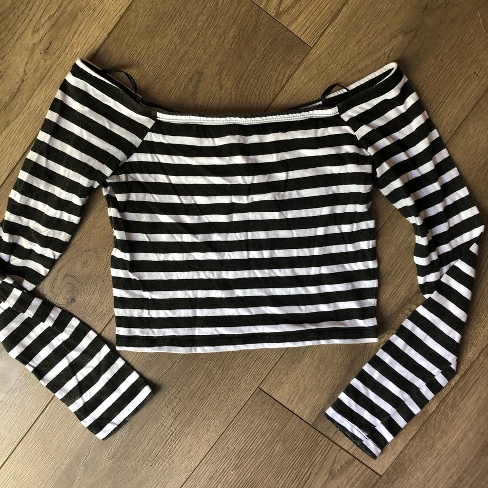 Bundle of crop tops Forever21 burgundy striped S - Picture 2 of 8
